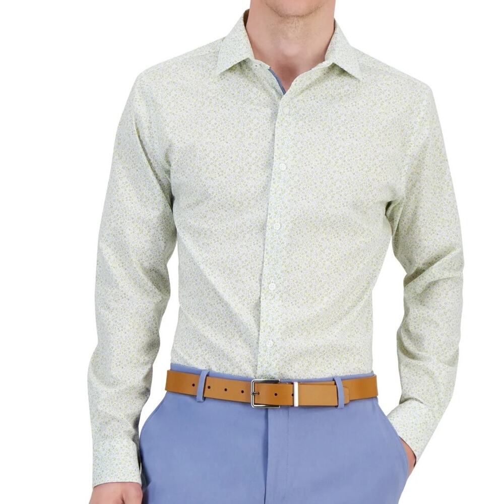 Bar III Men's Slim Fit Floral‎ Print Button Down Dress Shirt Size S $70